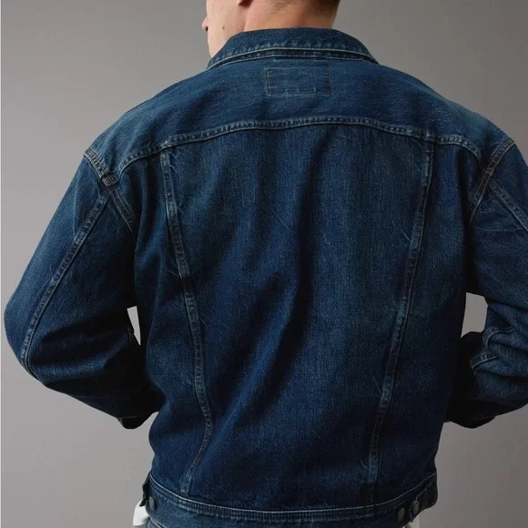 American Eagle AE Men’s XL Denim Trucker Jean Jacket Rancher Jeans Dark Wash NWT - Picture 11 of 13
